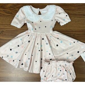 12-18m Eliza Cate & Company Twirl Dress Bloomers NWT Stars Peter Pan Collar‎